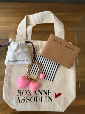 Roxanne Assoulin “The Happy Heart” Bag Charm/Bracelet in Cotton Candy Pink
